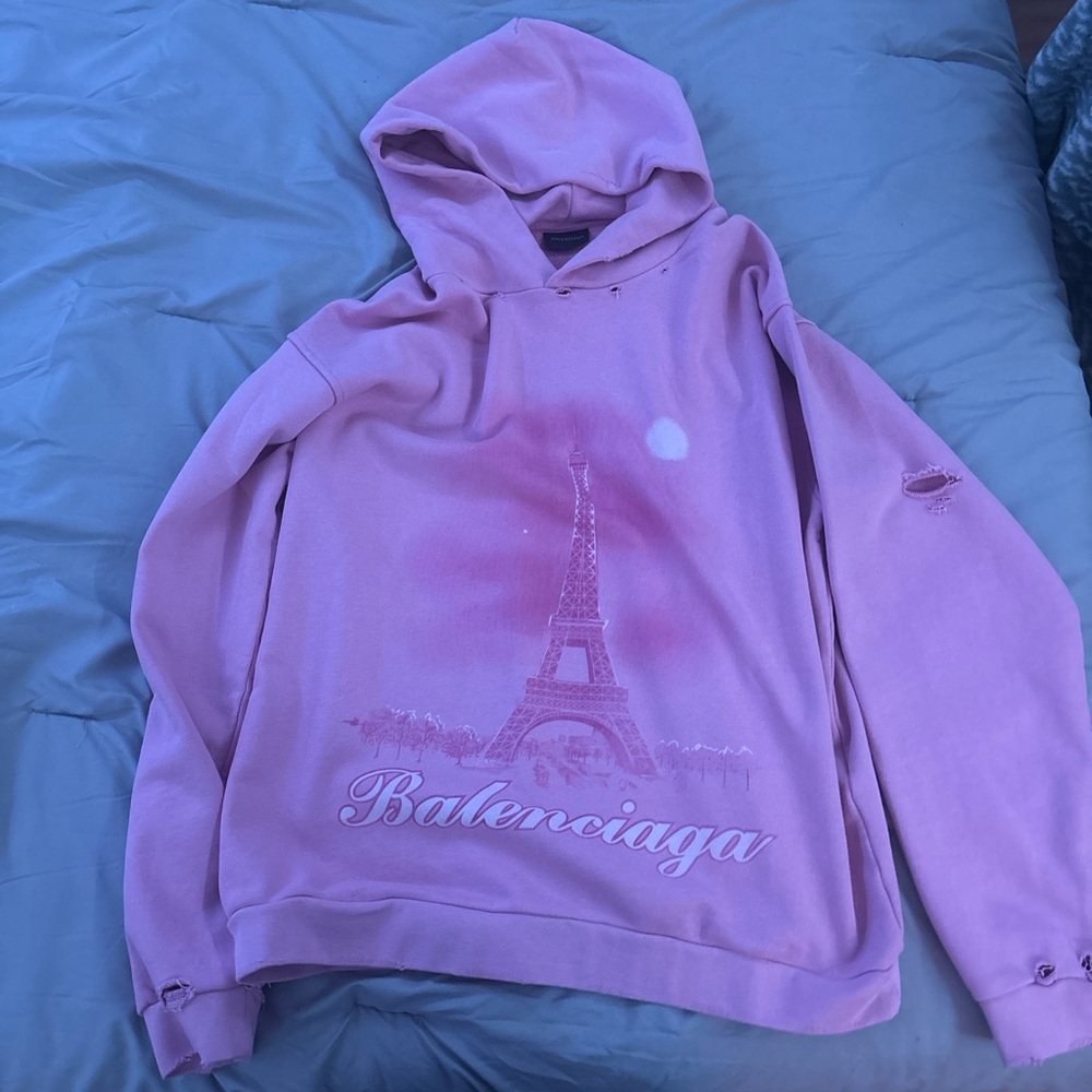 BALENCIAGA PINK PARIS HOODIE RARE